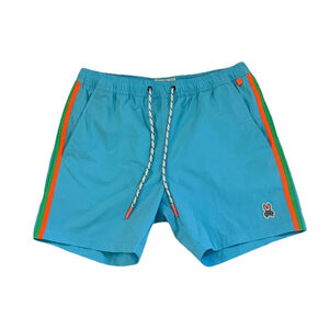 PSYCHO BUNNY RUSHUP TEAL/NEON MEN’S SWIM TRUNK SIZE SMALL